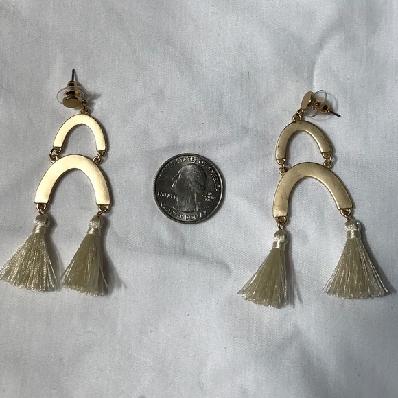 Brushed Gold Tassel Pierced Earrings - Picture 2 of 2